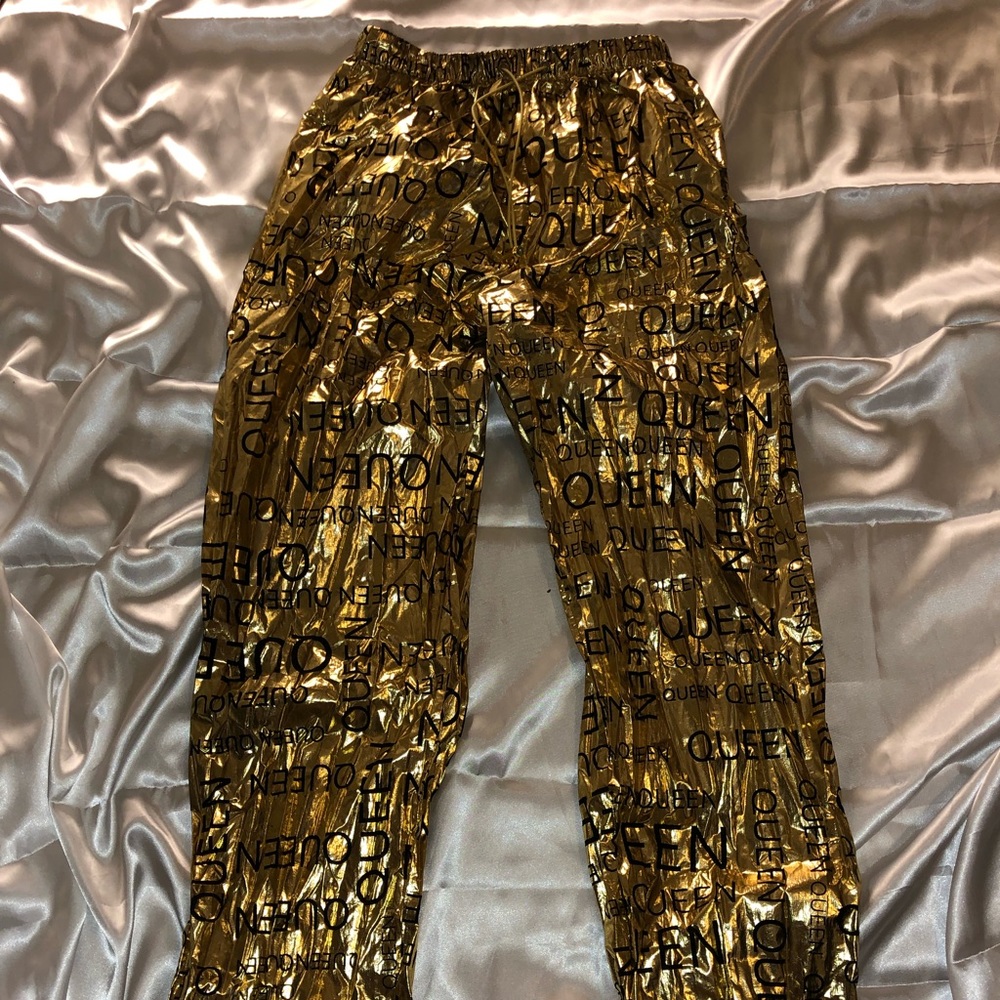 Gold Metallic Queen Drawstring Pant
